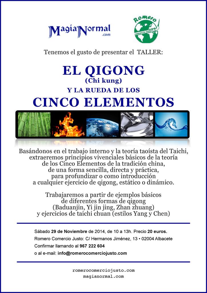 Taller de "Qigong (ChiKung) y la Rueda de los 5 Elementos". Sábado 29 de Noviembre en Romero Comercio Justo